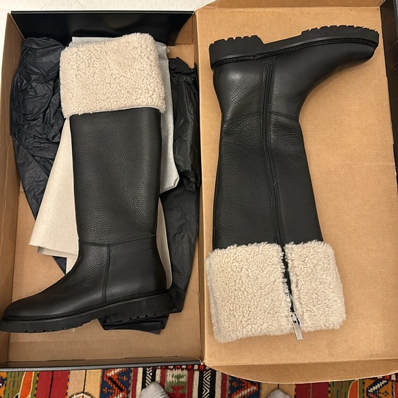 New Aquatalia Boots 37 Shearling Lined Leather Snow Winter - Picture 3 of 4